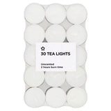 Superdrug Superdrug Un-fragranced Tea Light Candles 30 Pack- Buy online at McGrocer