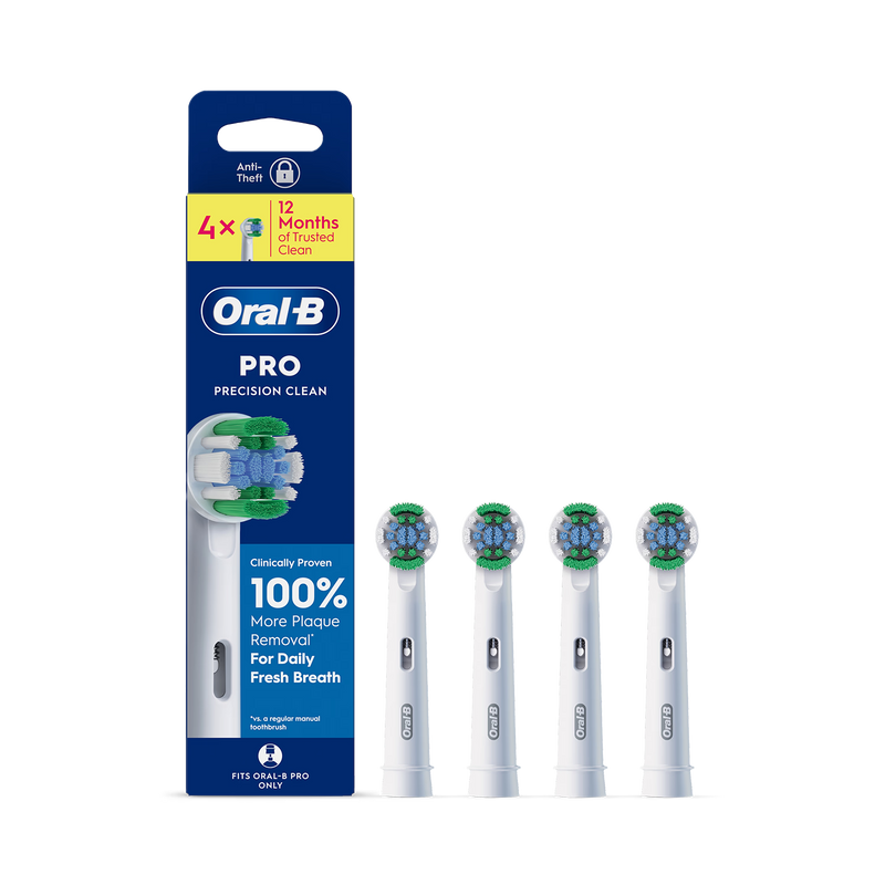 Oral-B Precision Clean toothbrush heads 4 count, imported from the UK