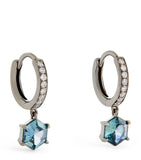 Eva Fehren diamond sapphire hoop earrings, imported from the UK