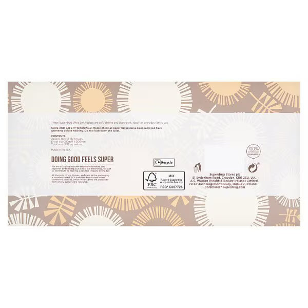 Superdrug facial tissues ultra soft 3ply 80 sheets (British brand)