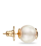 Jimmy Choo stud earrings with faux pearls and gold-tone JC logo (British brand)