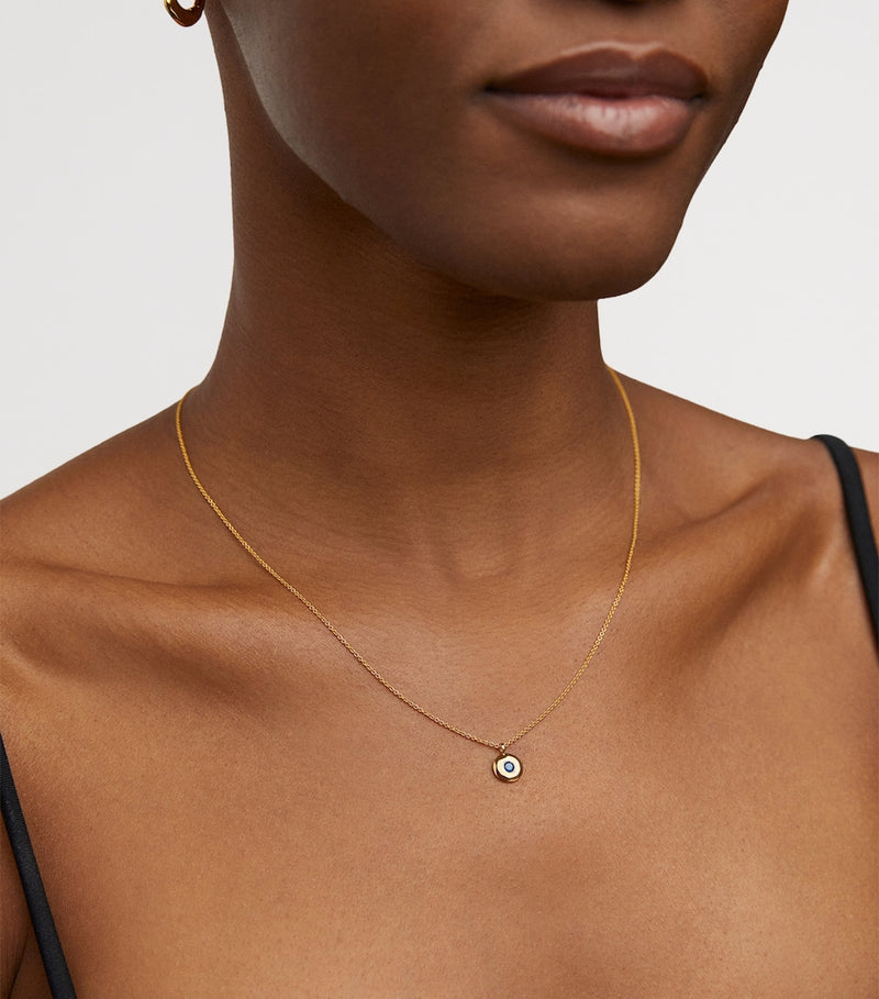 Monica Vinader gold vermeil sapphire birthstone necklace (British brand)