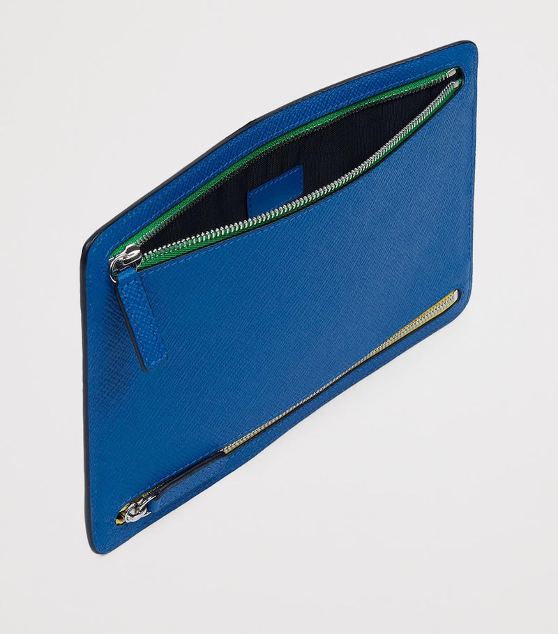 Smythson Panama leather travel wallet multi-zip, imported from the UK