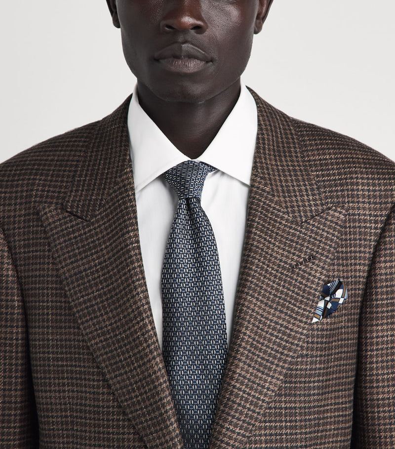 Eton silk pocket square geometric design - British product