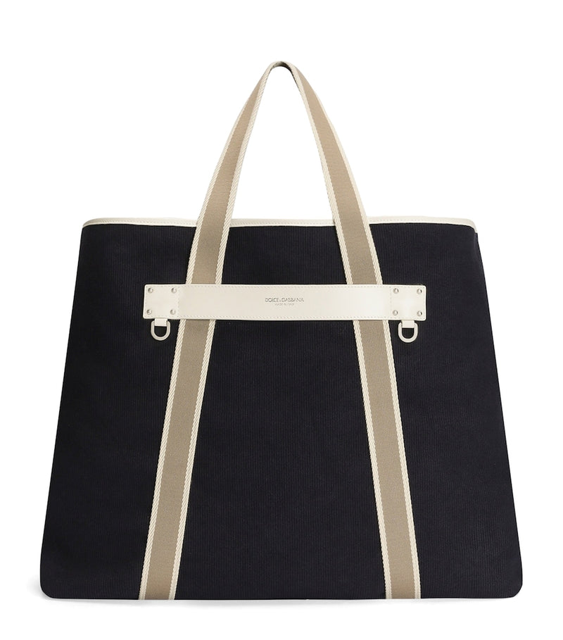 Dolce&Gabbana cotton-leather tote bag with logo patch (British brand)