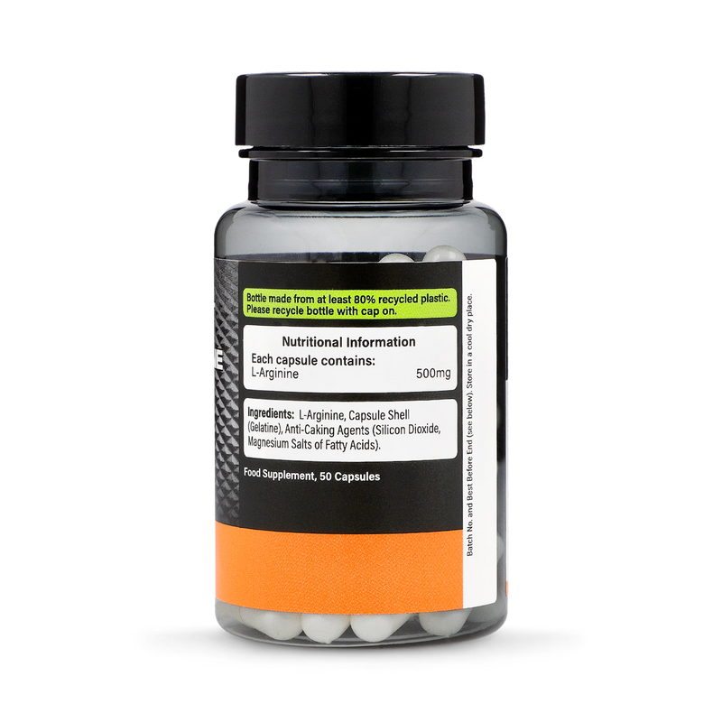 L Arginine supplement 500mg 50 Capsules imported from the UK