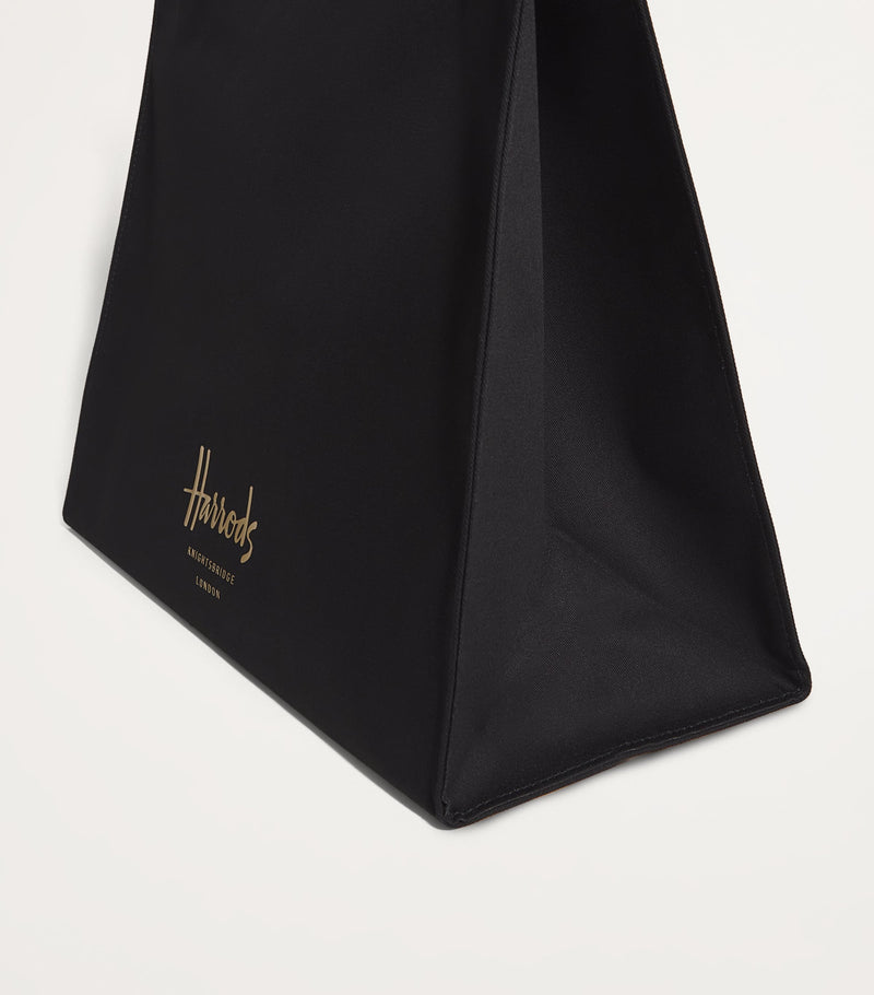 Harrods large cotton logo tote bag with magnetic fastening, UK version
