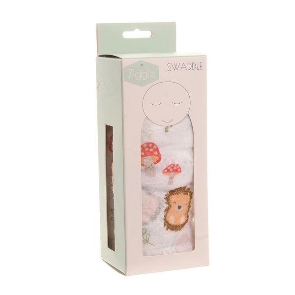 Ziggle baby cotton muslin swaddle Woodland 120x120cm (British brand)