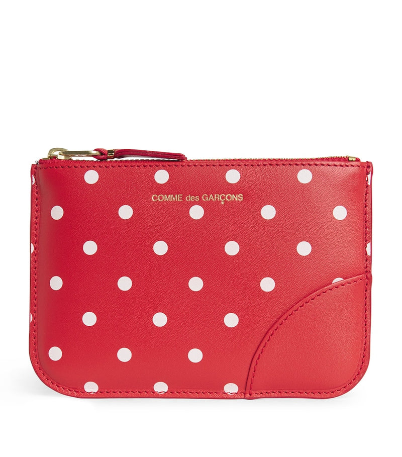 Comme Des Garçons Wallet leather polka-dot zipped pouch 14.5x10.5cm (British brand)