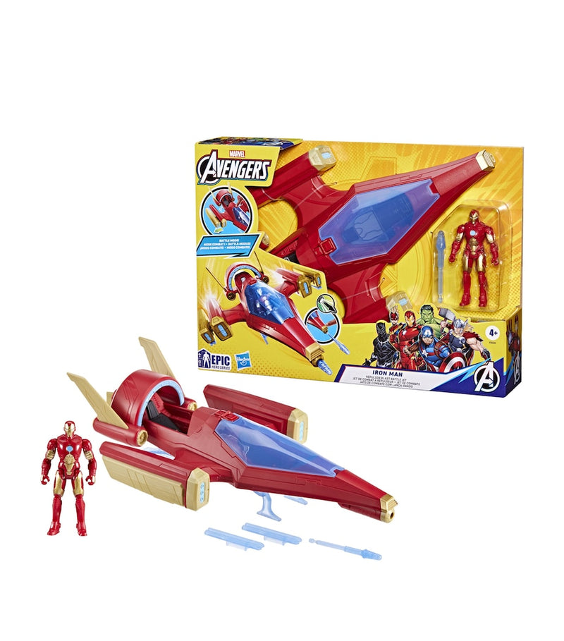Marvel Iron Man repulsor blast battle jet with included figure, imported from the UK