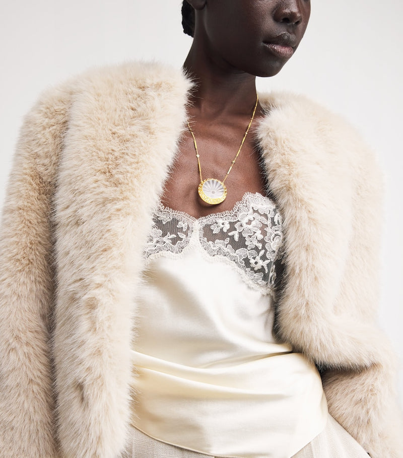 Jacquie Aiche large sunshine necklace gold diamond quartz (British brand)