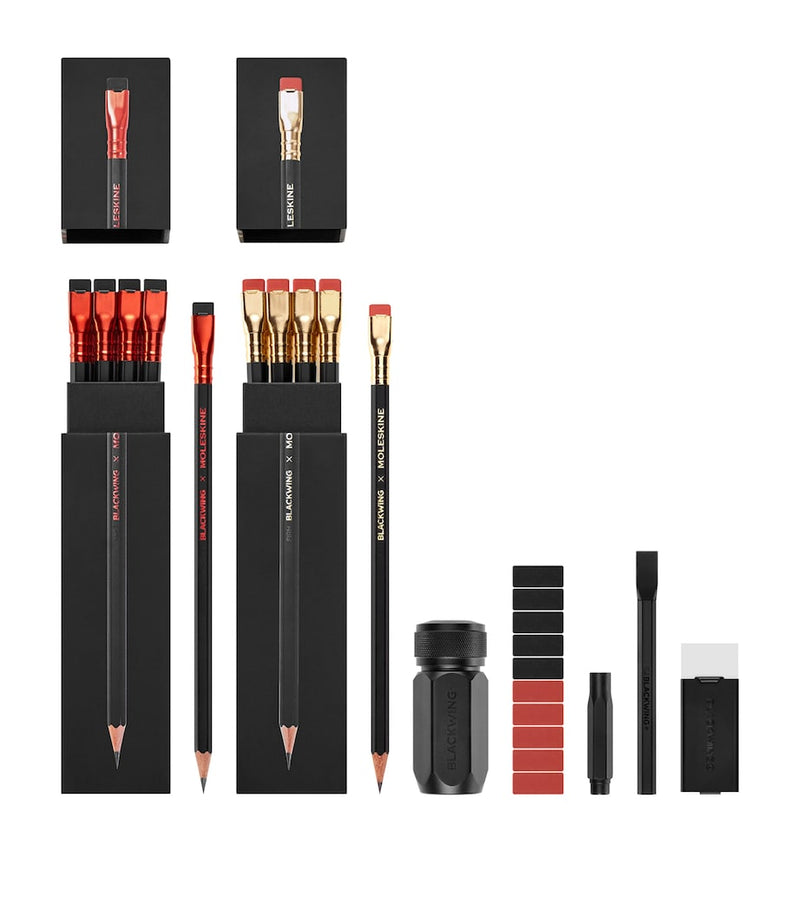 Moleskine and Blackwing graphite pencil set with 24 pencils and accessories, imported from the UK