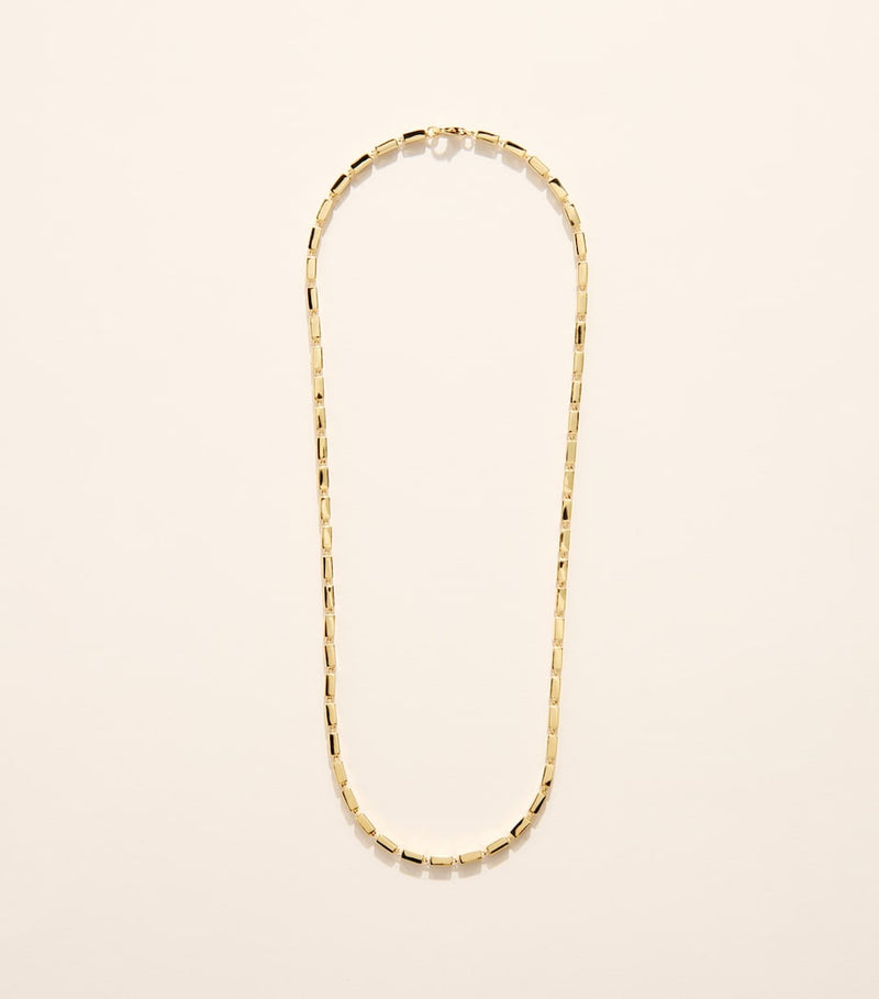 Suzanne Kalan yellow gold block-chain pendant necklace adjustable chain, imported from the UK