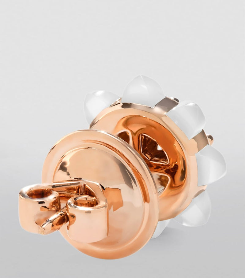 Marli New York rose gold diamond white agate earrings (British brand)