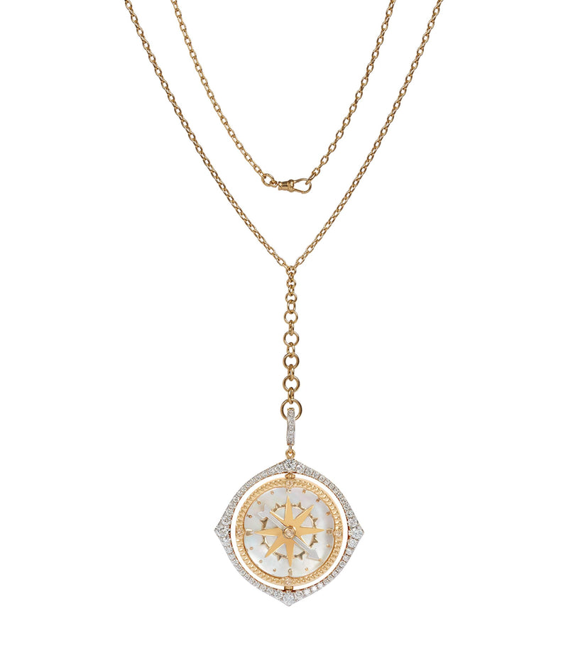 Annoushka yellow gold and diamond compass pendant, imported from the UK