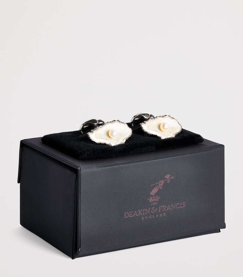 Deakin & Francis sterling silver oyster pearl cufflinks - British product