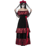 Superdrug Smiffys Deluxe Day of the Dead Bride Costume - Black with Dress & Rose Veil- Buy online at McGrocer