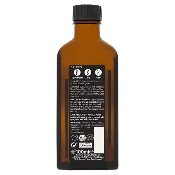 Superdrug Black Castor & Shea Hair Oil 100ml (British brand)