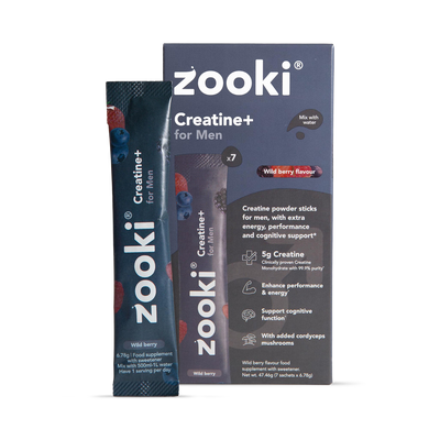 Holland & Barrett Zooki Creatine+ For Men Wild Berry Flavour Creatine Powder 7 Sachets- Buy online at McGrocer