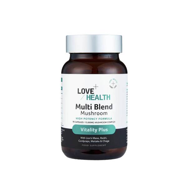 Love Health multi blend mushroom capsules 500mg, imported from the UK