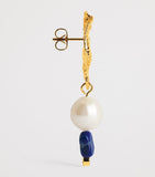 Anni Lu gold-plated Jetset earrings with pearl and lapis lazuli - British product