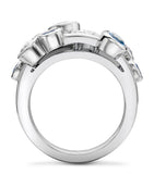 Boodles platinum cluster ring with diamonds and aquamarines - British product