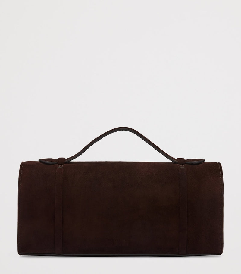Malone Souliers suede May clutch bag, imported from the UK