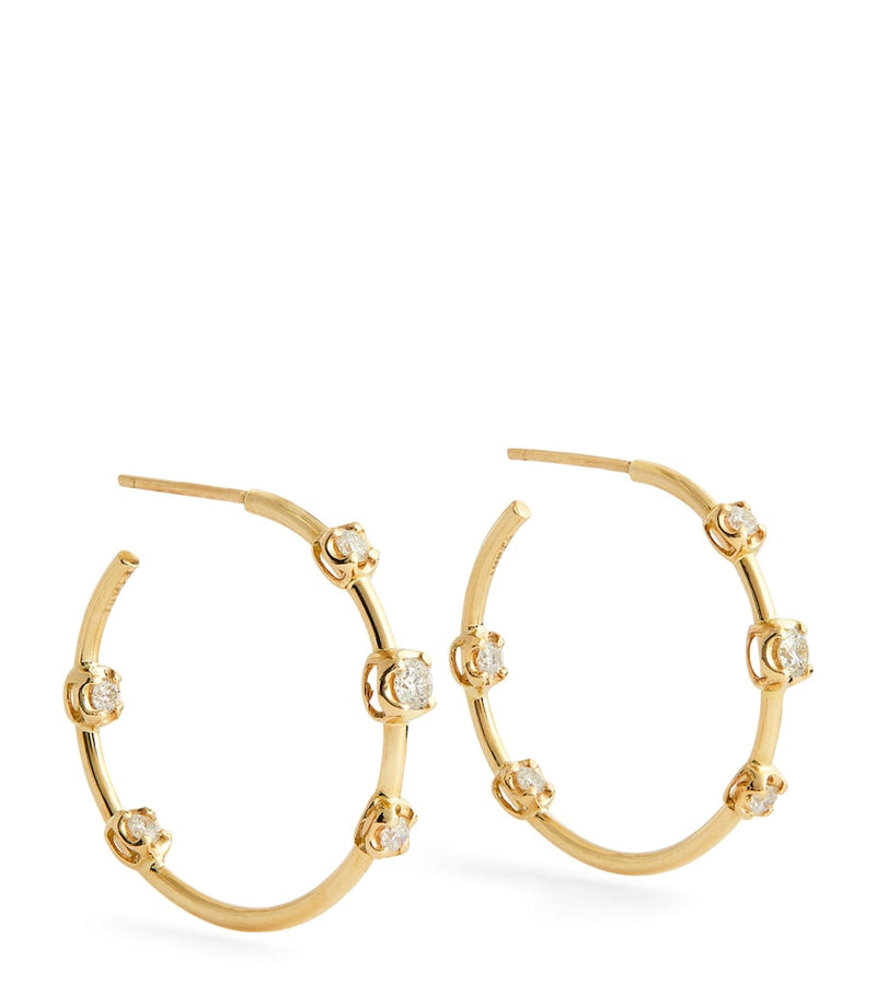 Jacquie Aiche yellow gold diamond Sophia hoop earrings, UK version