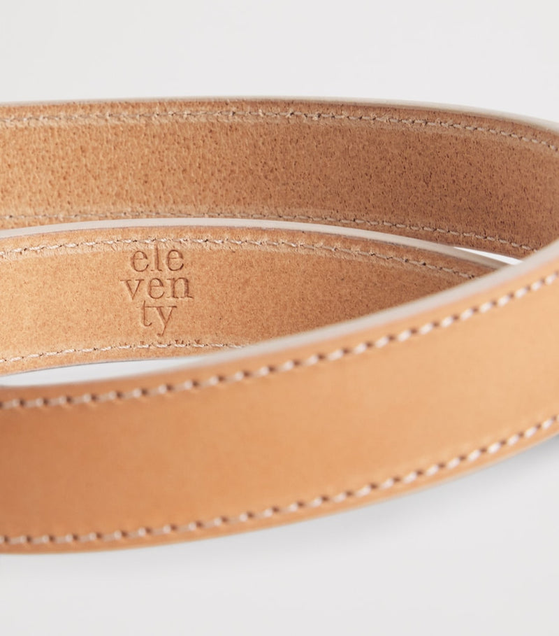 Eleventy nubuck leather belt 3cm width with silver buckle (British brand)