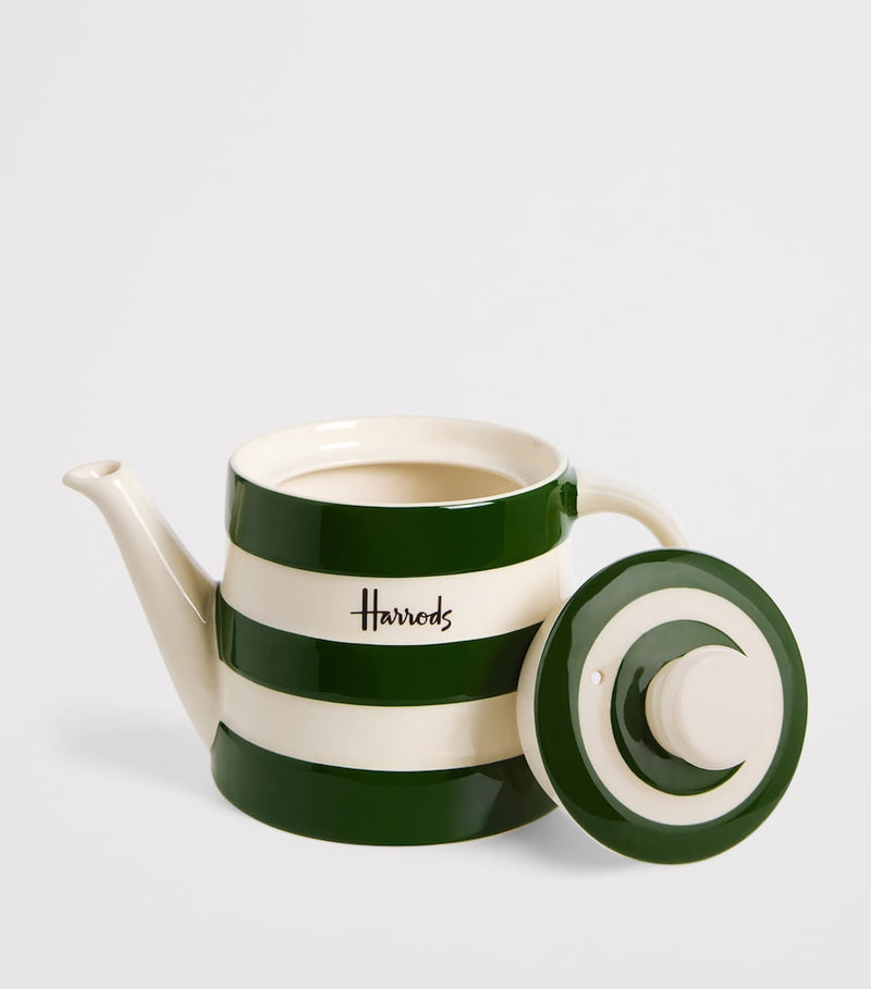 Harrods green stripe Cornish teapot, UK version