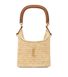 Saint Laurent raffia Gaby bucket bag with leather trims - British product
