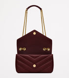 Saint Laurent small Loulou shoulder bag in padded matelassé leather, imported from the UK