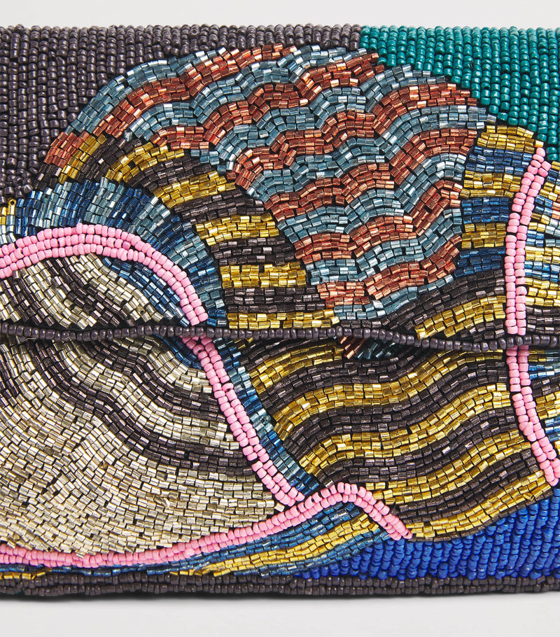 STAUD beaded Timmy shoulder bag glass beads conch motif, imported from the UK