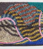 STAUD beaded Timmy shoulder bag glass beads conch motif, imported from the UK