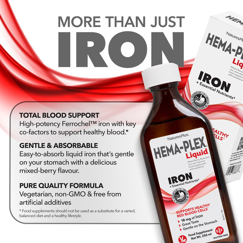 NaturesPlus Hema-Plex iron liquid 250ml, imported from the UK