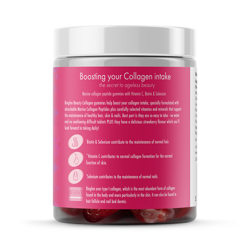 Hydrolysed Marine Collagen Gummies 60 Count Strawberry Flavour for Hair, Skin, and Nails