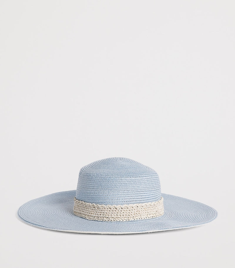 Eleventy hemp sunhat wide brim sequin linen band, imported from the UK