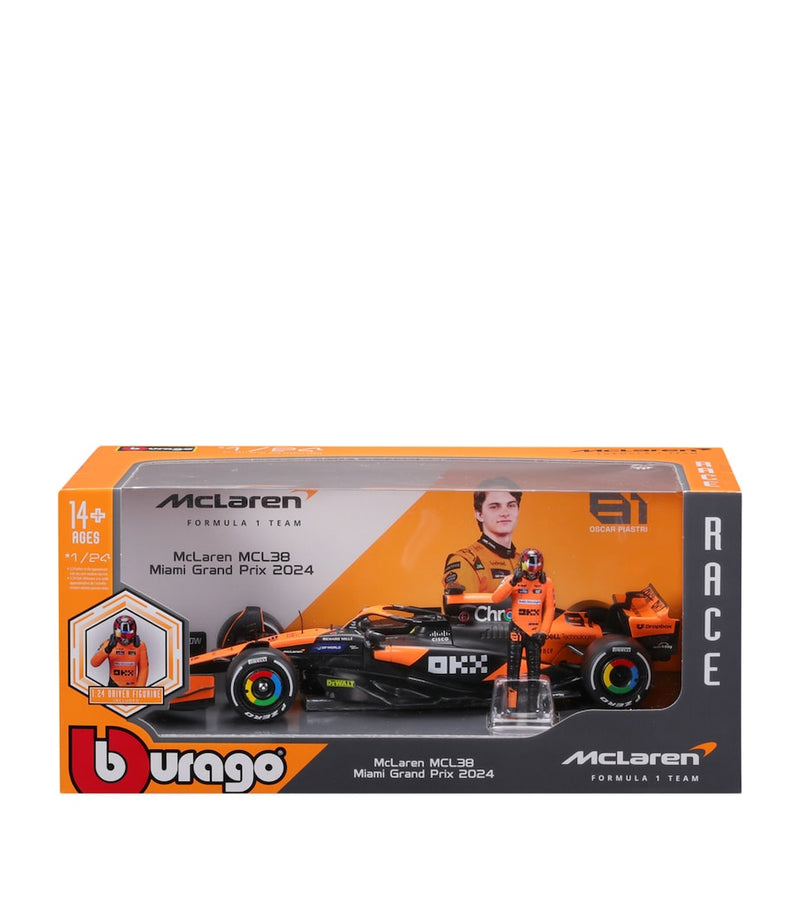 Bburago McLaren MCL38 1:24 model and driver figure, imported from the UK