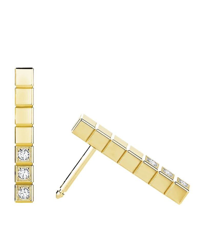 Chopard Ice Cube earrings yellow gold diamond (British brand)