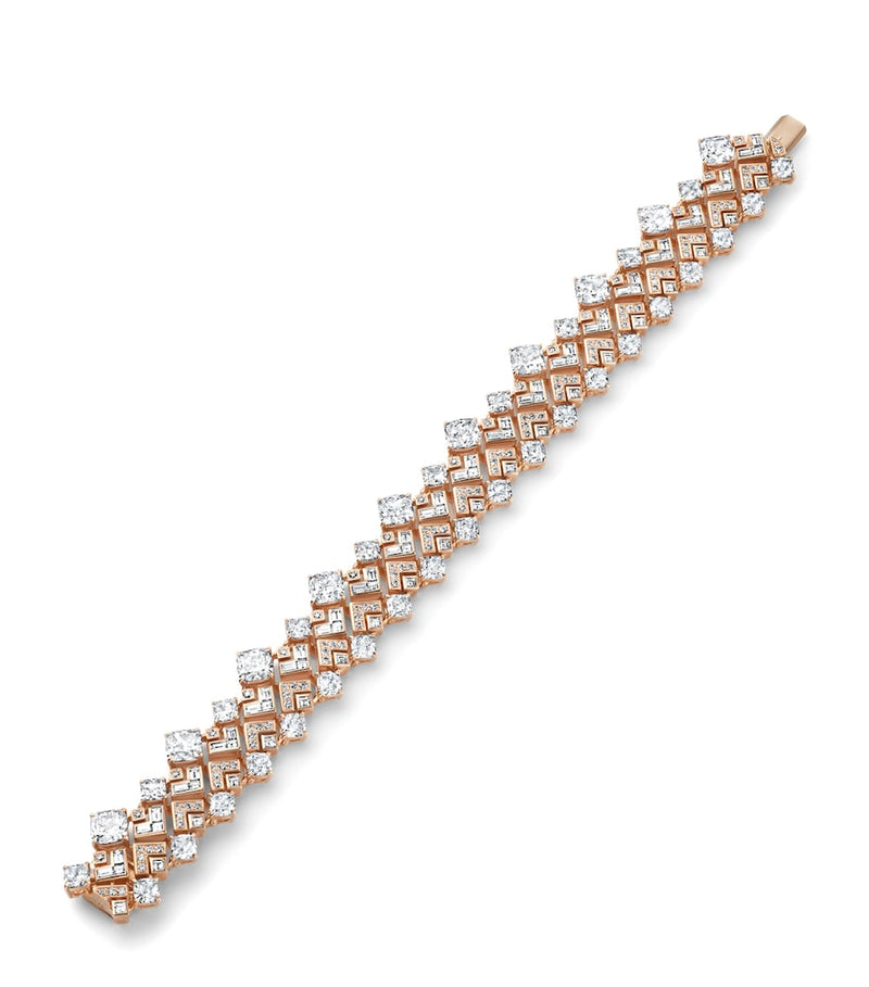 Boodles Rose Gold Diamond Tudor Skyline Bracelet, imported from the UK