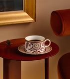 Wedgwood Red Splendour bone china teacup and saucer set (British brand)