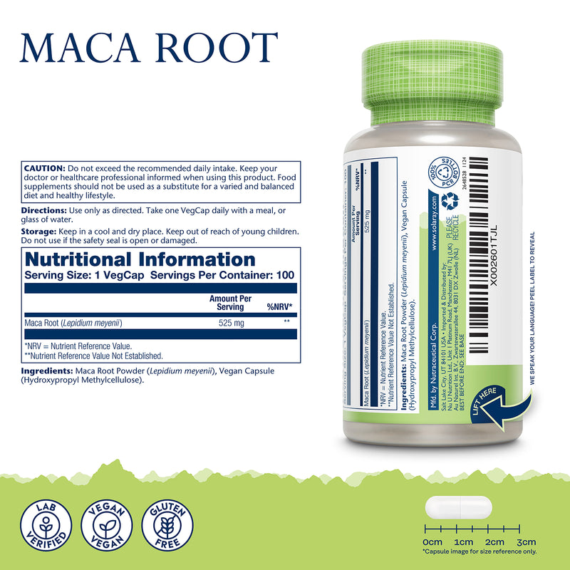 Solaray maca root supplement 100 capsules - British product