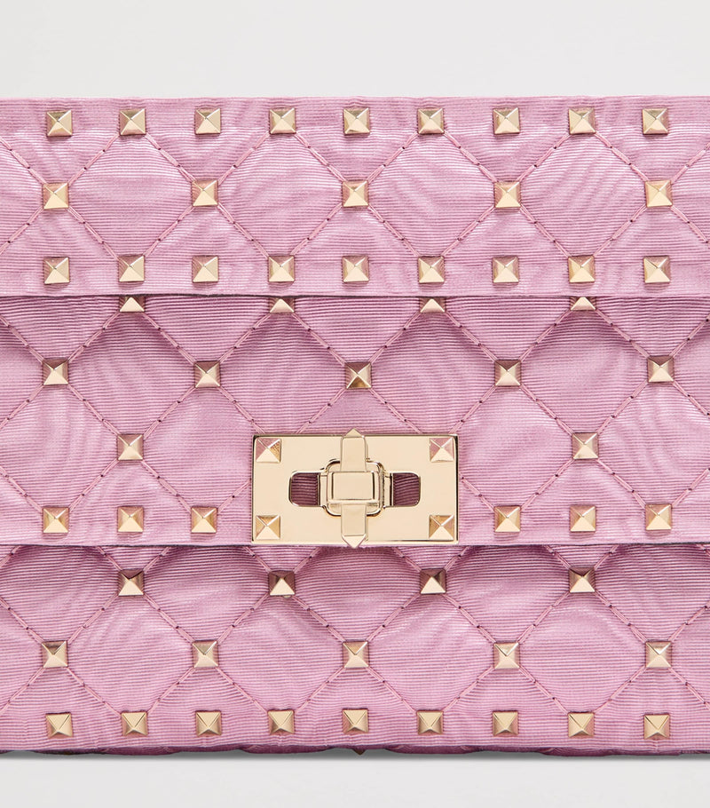Valentino Garavani Rockstud Spike small shoulder bag moiré fabric, UK version