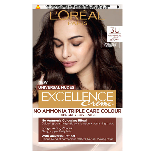 L'Oreal Paris Excellence Universal Nudes Universal Dark Brown 3U with Complexion Flattering Reflects
