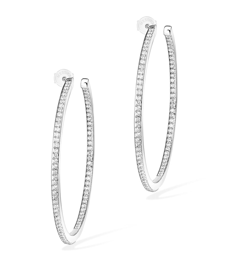 Messika Gatsby small white gold hoop earrings 0.41ct, imported from the UK