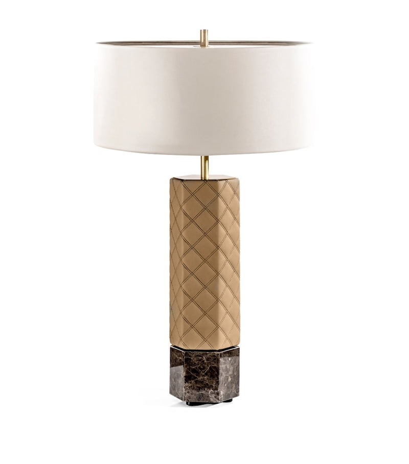 Colunex Cosmopolitan table lamp with leather shade and marble base (British brand)