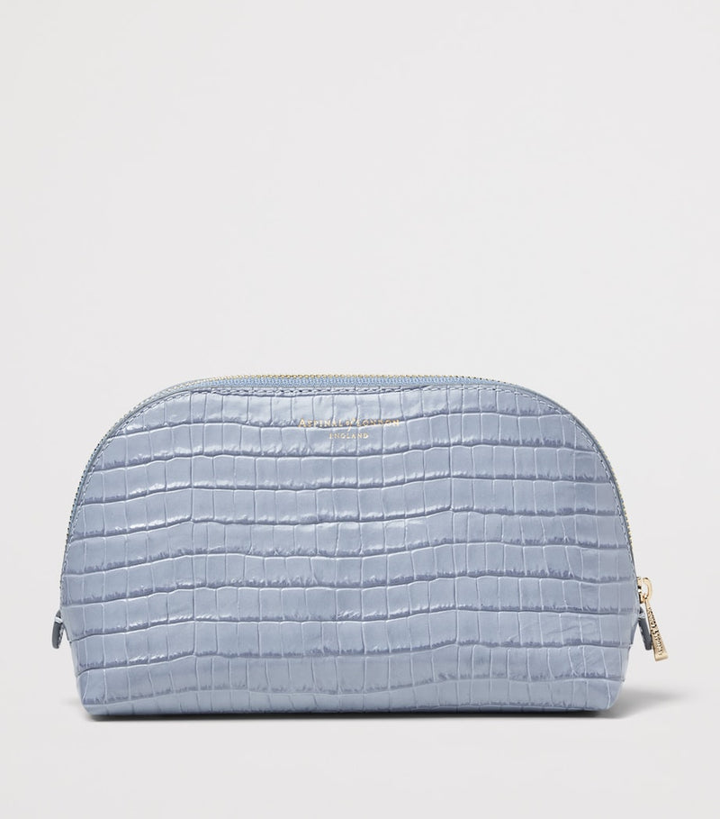 Aspinal of London small croc-embossed leather cosmetic case - British product