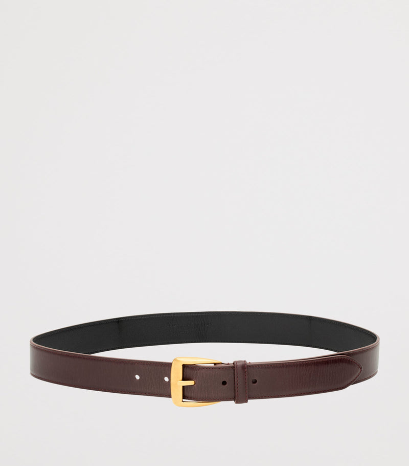 Saint Laurent polished leather belt with trapezoid buckle 3cm - British product