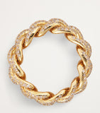 SHAY yellow gold diamond pavé link ring - British product