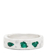 Harrods THE OUZE Sterling Silver and Emerald Scatter Ring Handmade Jewellery- Buy online at McGrocer